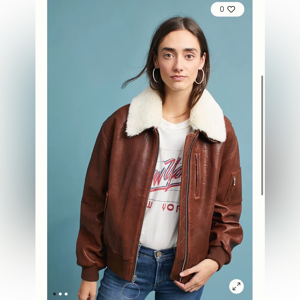 NWT, 7 For All Mankind Genuine Leather Bomber Jacket, size S